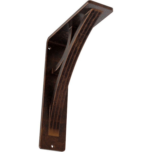 Ekena Millwork Galveston Wrought Iron Bracket, (Triple center brace), Antiqued Copper 2"W x 5 1/2"D x 8"H BKTM02X05X08TGLACO - main